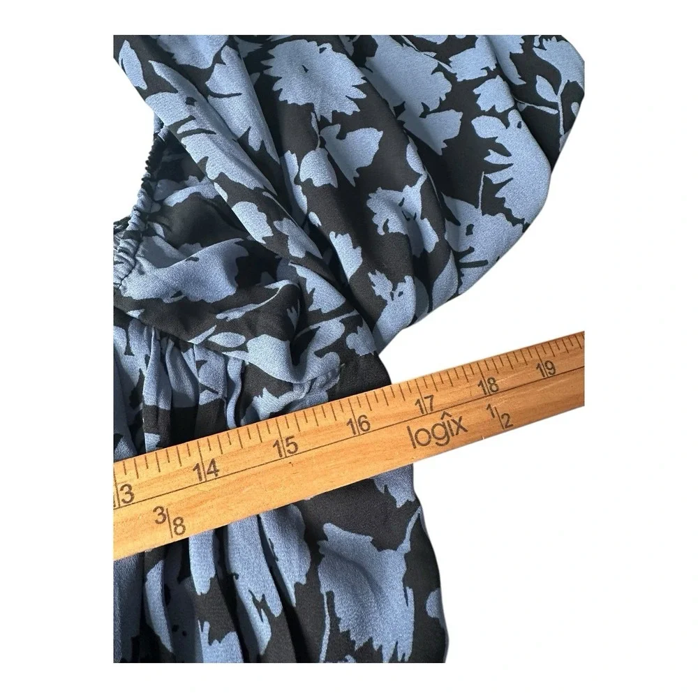 Abercrombie & Fitch Women's Large Long Sleeve Black/Blue‎  Puff Sleeve Top Sheer